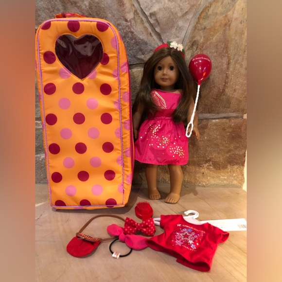 American Girl Saige doll with carrier case & accessories